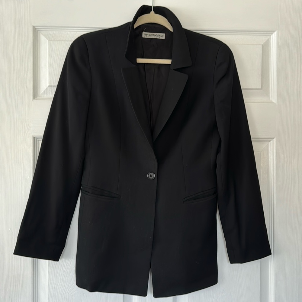 EMPORIO ARMANI Classic Fit Vintage Black Blazer - Size Small/Medium